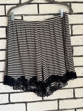 Aerie Black & white Striped Lace-Trim Sleep Shorts